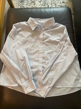 Women's Light Blue Pinstripe Button-Down Shirt